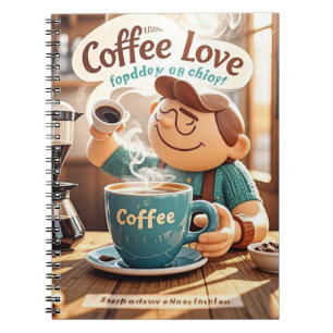 Cartoon warm cosy cafe coffee lover style  notebook