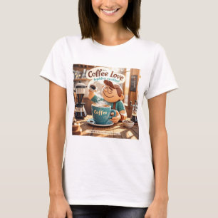 Cartoon warm cosy cafe coffee lover style T-Shirt