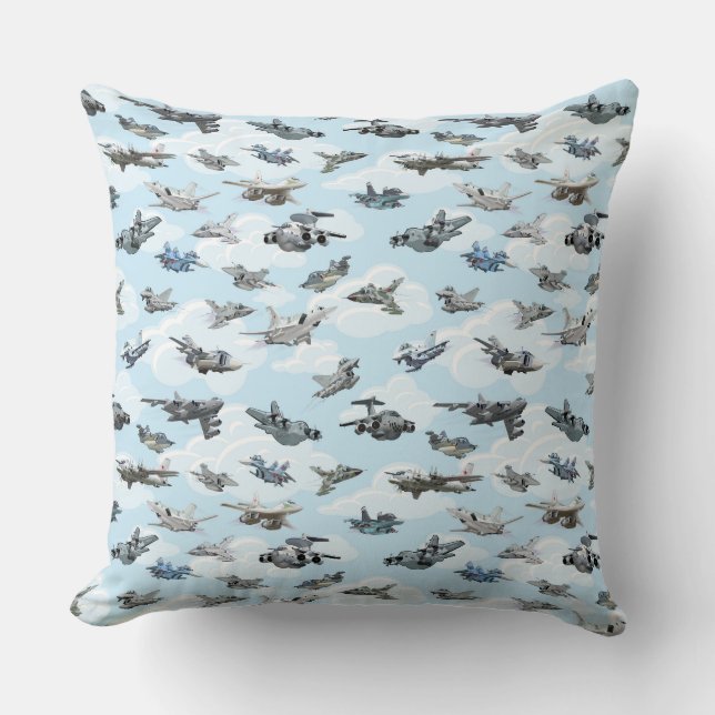 Cartoon warplanes pattern fabric cushion (Front)