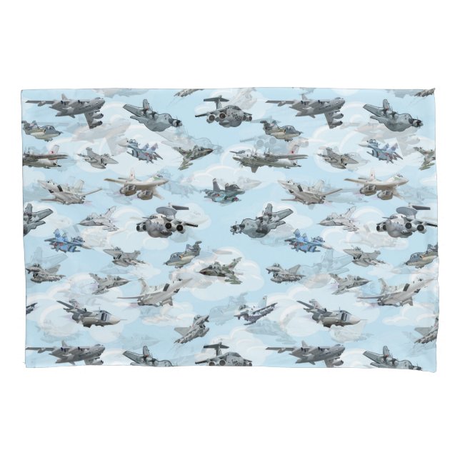 Cartoon warplanes pattern fabric pillowcase (Front)