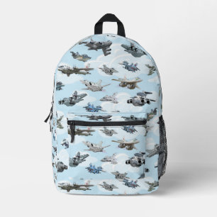 Cartoon warplanes pattern fabric printed backpack