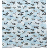 Cartoon warplanes pattern fabric