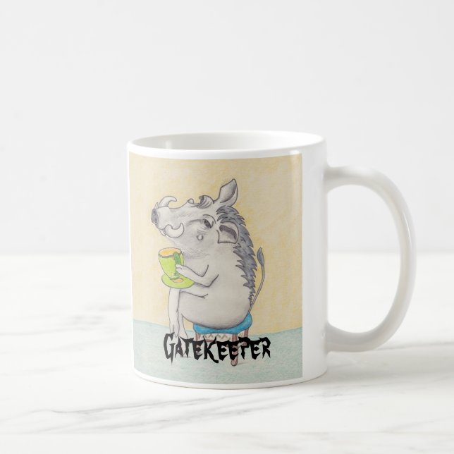 Cartoon Warthog "Gatekeeper" Coffee Mug (Right)