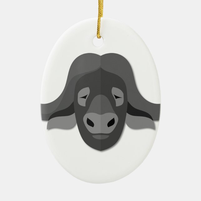 Cartoon Water Buffalo Ceramic Tree Decoration (Front)