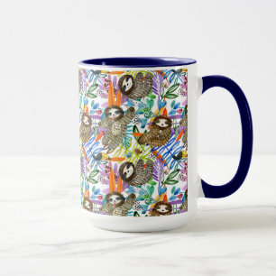 Cartoon Watercolor Sloth Pattern Mug