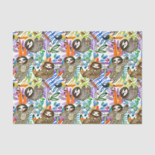 Cartoon Watercolor Sloth Pattern Tissue Paper