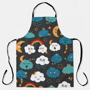 Cartoon Weather Forecast Seamless Pattern Apron