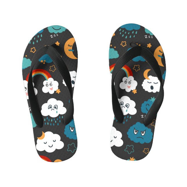 Cartoon Weather Forecast Seamless Pattern Kid's Jandals (Footbed)