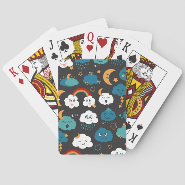 Cartoon Weather Forecast Seamless Pattern Playing Cards (Back)