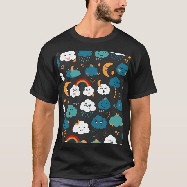 Cartoon Weather Forecast Seamless Pattern T-Shirt (Front)