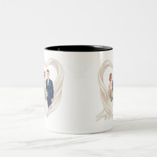 Cartoon wedding couple bride and groom  Two-Tone coffee mug