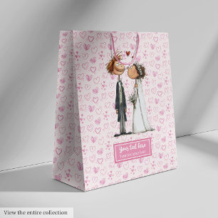 Cartoon Wedding Couple Gift Bag Personalised Fun