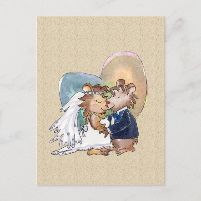 Cartoon Wedding Dance Couple Announcement Postcard (Front)