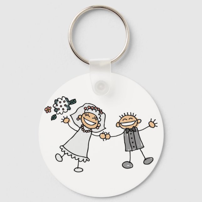 Cartoon Wedding Key Ring (Front)