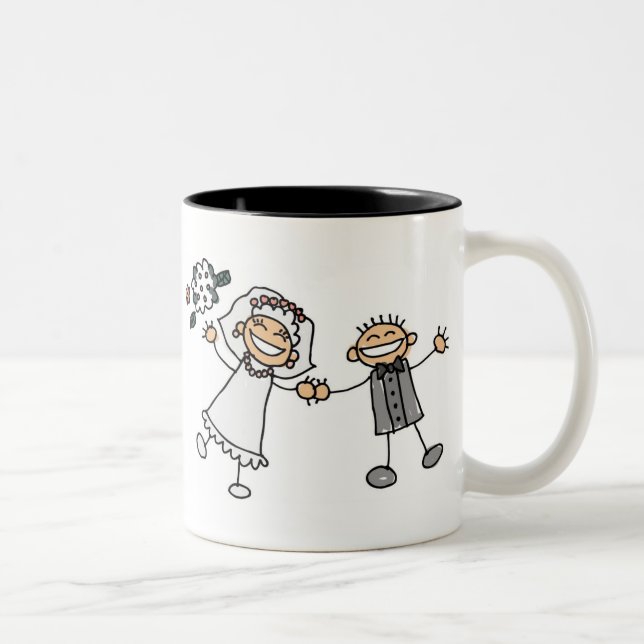 Cartoon Wedding Two-Tone Coffee Mug (Right)