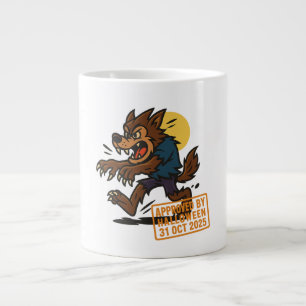 Cartoon Werewolf – Approved by Halloween Large Coffee Mug