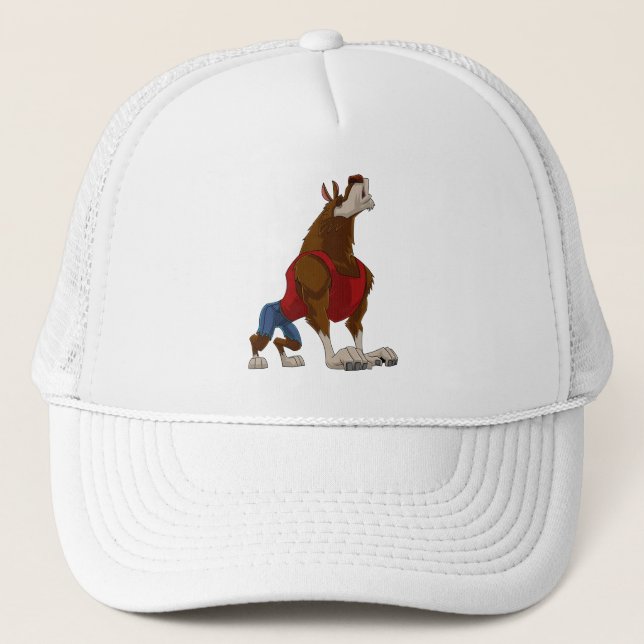 Cartoon werewolf trucker hat (Front)