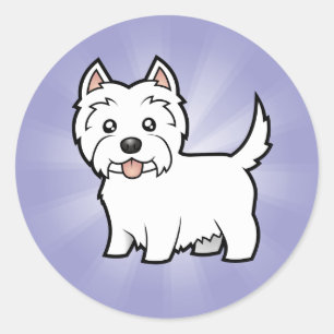 Cartoon West Highland White Terrier Classic Round Sticker