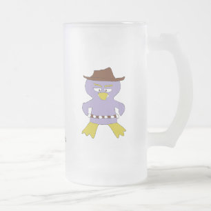 Cartoon Western Penguin Frosted Glass Beer Mug
