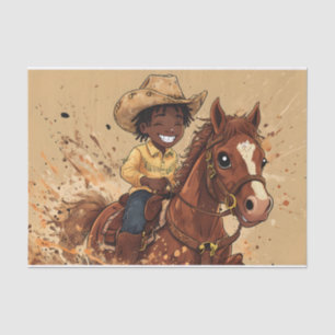Cartoon Western Ride Tall Cowboy Tissue Paper