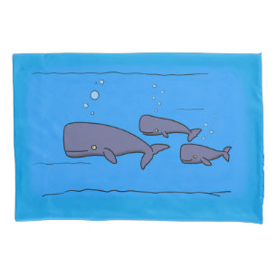 cartoon whales pillow case