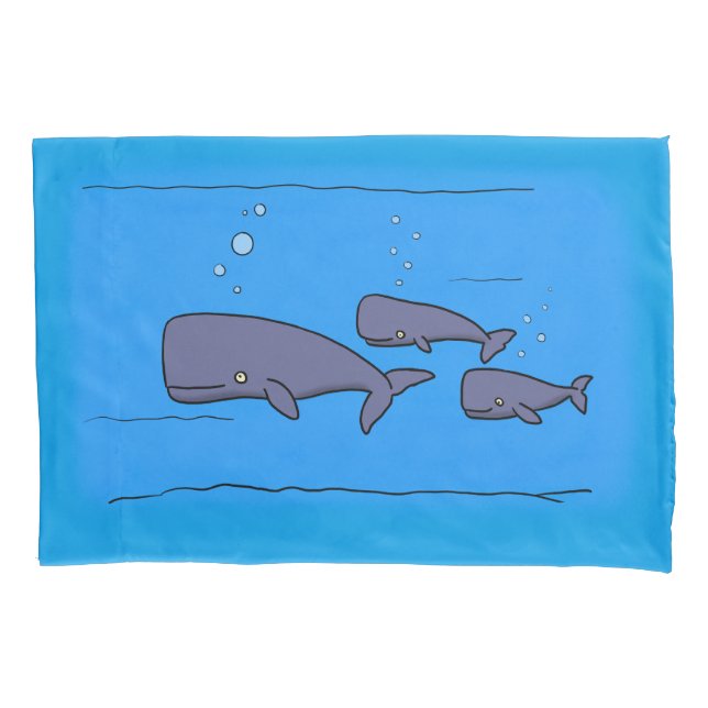 cartoon whales pillow case (Front)