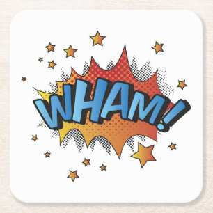 Cartoon Wham Splat Square Paper Coaster