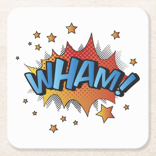 Cartoon Wham Splat Square Paper Coaster (Front)