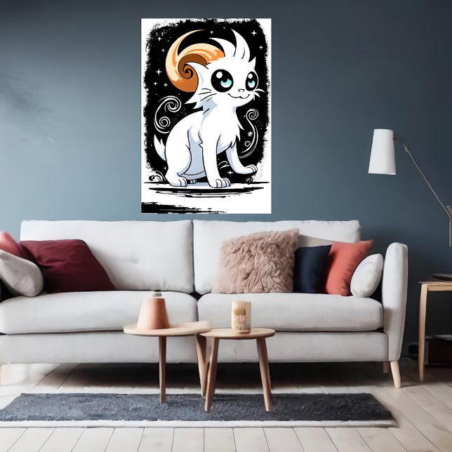 Cartoon white cat | AI Art Poster (Creator Uploaded)