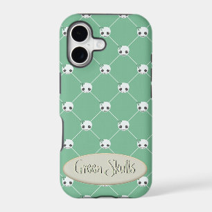 Cartoon White Skulls on Green Embossed Text Effect