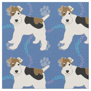 Cartoon Wire Fox Terrier Fabric