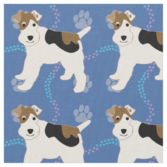 Cartoon Wire Fox Terrier Fabric (Close Up)