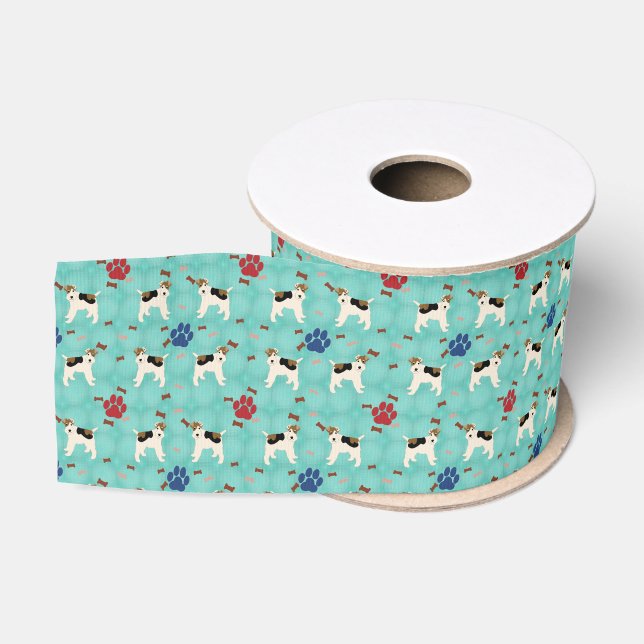 Cartoon Wire Fox Terrier Grosgrain Ribbon (Spool)
