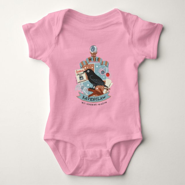 Cartoon Wise Ravenclaw Crest Baby Bodysuit (Front)