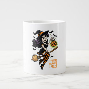 Cartoon Witch  – Approved by Halloween Large Coffee Mug