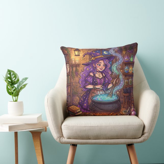 Cartoon Witch Making Love Potion Cushion (Chair)