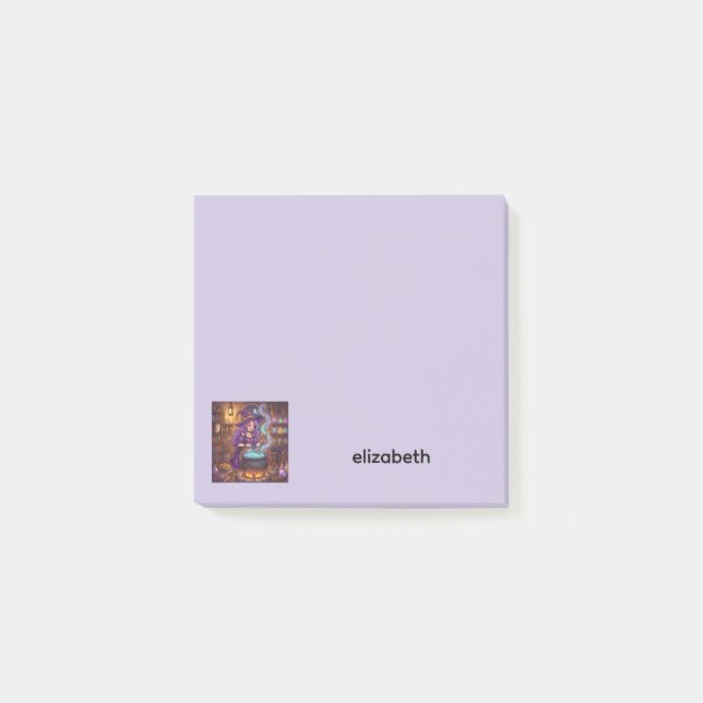 Cartoon Witch Making Love Potion | Personalise Post-it Notes (Front)