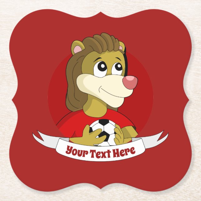 Cartoon with a cute lion paper coaster (Front)