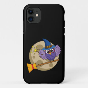 Cartoon Wizard Owl Flying on Broom Case-Mate iPhone Case