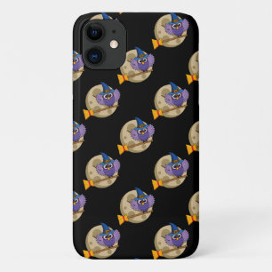 Cartoon Wizard Owl Flying on Broom Pattern Case-Mate iPhone Case