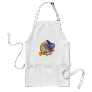 Cartoon Wizard Owl Flying on Broom Standard Apron