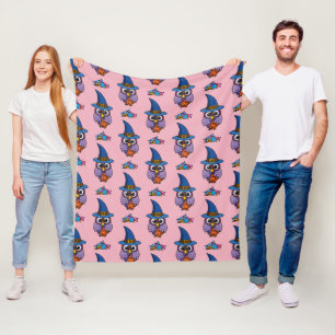 Cartoon Wizard Owl Pattern Fleece Blanket