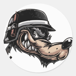 Cartoon Wolf Classic Round Sticker
