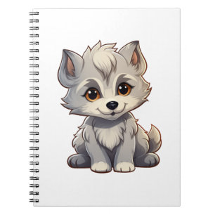 Cartoon wolf illustration notebook