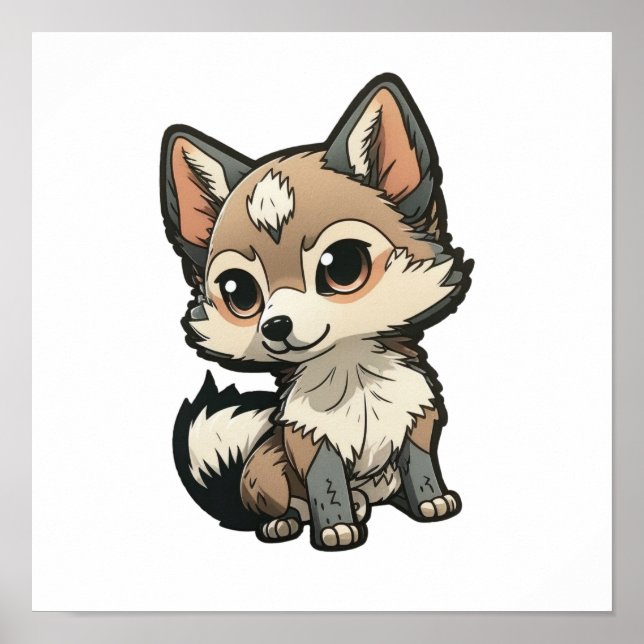 Cartoon wolf illustration poster (Front)