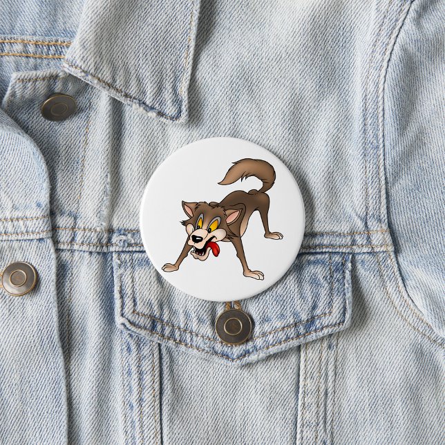 Cartoon Wolf with Goofy Expression 7.5 Cm Round Badge (Creator Uploaded)