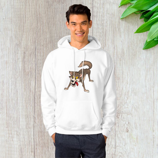 Cartoon Wolf with Goofy Expression Hoodie (Creator Uploaded)