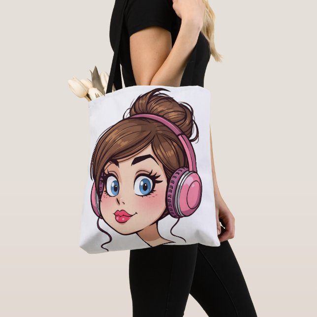 Cartoon Woman Tote Bag (Close Up)