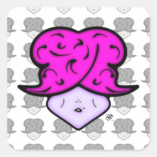 Cartoon woman with beauty mark and hat v1.1 square sticker