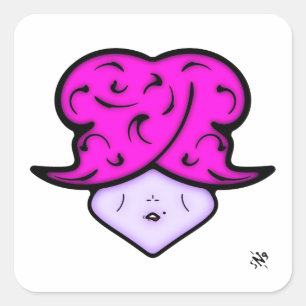 Cartoon woman with beauty mark and hat v1 square sticker